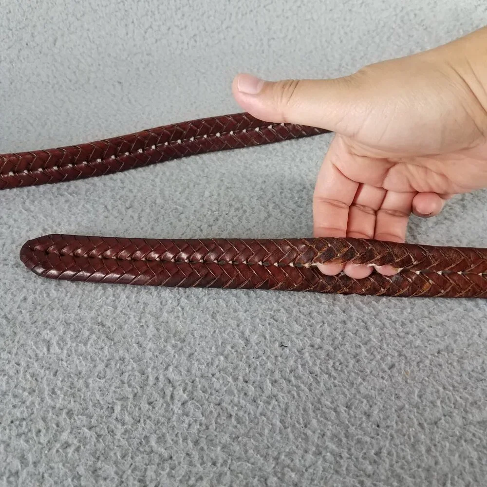 Coach Leather Belt 5922 Adult 42 Brown Braided Solid Brass Buckle Thick Classic